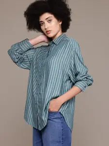The Roadster Lifestyle Co. Striped Longline Casual Shirt