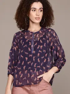 The Roadster Lifestyle Co. Printed Puff Sleeve Top