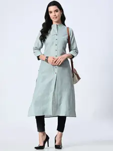 FRENY FASHION Women Solid Mandarin Collar A-Line Kurta