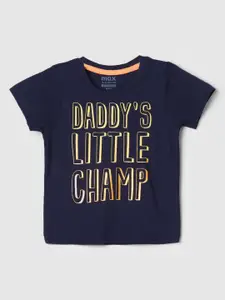 max Boys Typography Printed Pure Cotton T-shirt