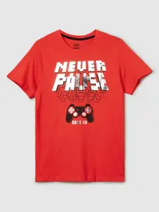 max Boys Typography Printed Pure Cotton T-shirt