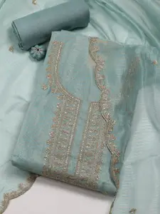 Meena Bazaar Floral Embroidered Sequinned Unstitched Dress Material