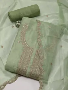 Meena Bazaar Floral Embroidered Sequinned Unstitched Dress Material