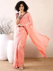 Saree mall Ethnic Motifs Printed Beads and Stones Ready to Wear Bagru Sarees