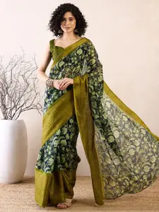Saree mall Floral Printed Zari Ready to Wear Sungudi Sarees