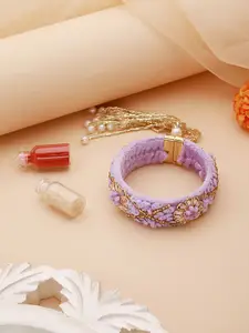 Jazz and Sizzle Beaded Bangle Style Tassels Wraparound Bhabhi Rakhi With Roli Chawal