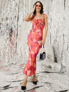 TANDUL Printed Sleeveless Maxi Bodycon Dress