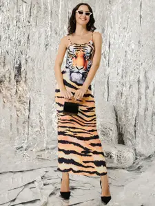 TANDUL Animal Printed Sheath Maxi Dress