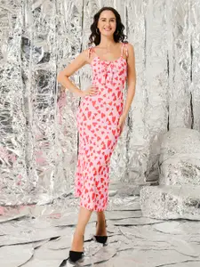 TANDUL Printed Sleeveless Sheath Midi Dress