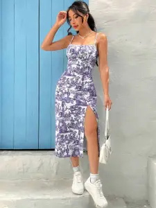 TANDUL Floral Print Midi Sheath Dress