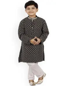 BAESD Boys Floral Embroidered Straight Kurta with Trousers