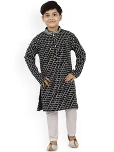 BAESD Boys Ethnic Motifs Embroidered Straight Sequined Kurta with Trousers