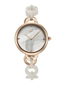 Fastrack Women Mother Of Pearl Round Dial & Bracelet Style Straps Analogue Watch 68037KD01