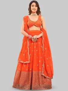 KALINI Embroidered Sequinned Semi-Stitched Lehenga & Unstitched Blouse With Dupatta