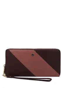 Da Milano Women Colourblocked Leather Zip Around Wallet