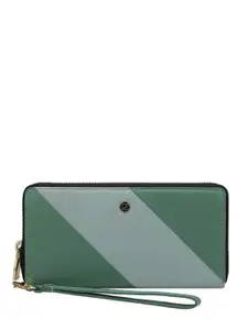 Da Milano Women Colourblocked Leather Zip Around Wallet
