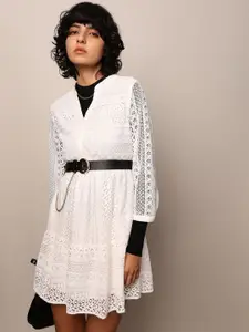 ONLY Mandarin Collar A-Line Mini Dress