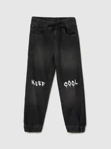 max Boys Cotton Mid-Rise Faded Joggers Trousers