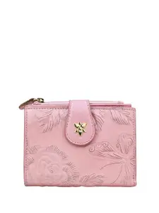 Anuschka Women Floral Self Design Leather Two Fold Wallet
