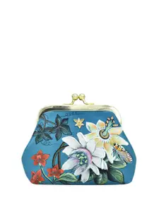 Anuschka Women Floral Printed Kiss Clasp Leather Money Clip