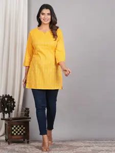 DHANOTA Women Ethnic Printed Cotton Regular Top