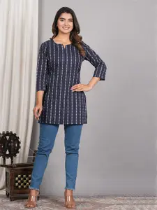 DHANOTA Geometric Print Cotton Top