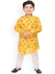 BAESD Boys Floral Printed Straight Kurta with Trousers
