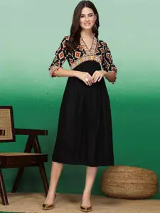 Sangria Printed Empire Midi Ethnic Dress
