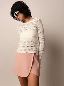 ONLY Women Self Design Solid Pullover Sweaters