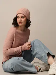 ONLY Women Boat Neck Ribbed Pullover Sweaters