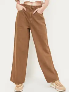 MAX ALAYA F x URB_N Women Solid Wide-Leg Jeans