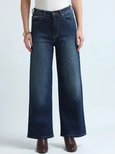 U.S. Polo Assn. Women High-Rise Wide Leg Heavy Fade Jeans