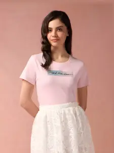 U.S. Polo Assn. Women Printed Round Neck Pure Cotton T-Shirt