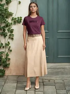 U.S. Polo Assn. Women Brand Logo Printed Round Neck Pure Cotton T-Shirt