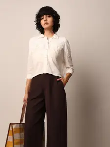 ONLY Women Cotton Self Design Opaque Casual Shirt