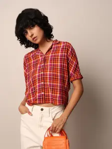ONLY Women Tartan Checks Opaque Checked Casual Shirt