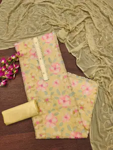 KALINI Floral Embroidered Sequinned Organza Unstitched Dress Material