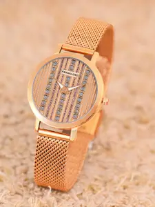 Franklord Women Brass Embellished Dial & Stainless Steel Bracelet Style Straps Analogue Watch F-131 RRLL