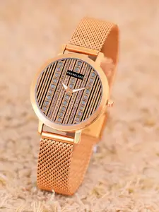 Franklord Women Brass Dial & Stainless Steel Bracelet Style Straps Analogue Watch F-131 BURL