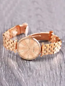 Franklord Women Brass Dial & Stainless Steel Straps Analogue Watch F-116 RRL