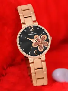 Franklord Women Round Patterned Dial Bracelet Style Straps Analogue Watch F-128 BLRL