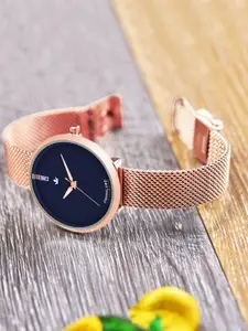 Franklord Women Brass Dial & Stainless Steel Bracelet Style Straps Analogue Watch F-118 BUL