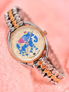 Franklord Women Brass Printed Dial & Stainless Steel Bracelet Style Straps Analogue and Digital Watch