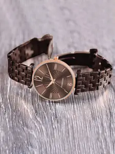 Franklord Women Brass Dial & Stainless Steel Straps Analogue Watch F-116 BRWL