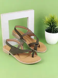 Mochi Women Solid Open Toe Flats with Buckles