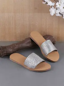 Mochi Women Embellished Open Toe Flats