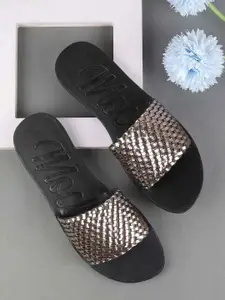 Mochi Women Embellished Open Toe Flats