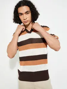 max URB_N Men Oversized Striped Polo T-shirt