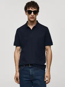MANGO MAN Men Polo Collar Pure Cotton T-shirt