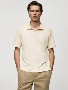MANGO MAN Polo Collar Ribbed T-shirt